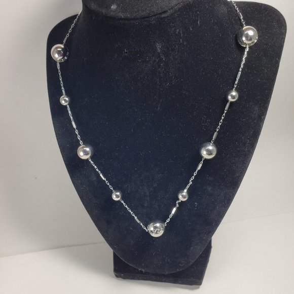 NWT Coldwater Creek 48 Inches Silver tone Vega beads with Crystal Necklace - Picture 7 of 10
